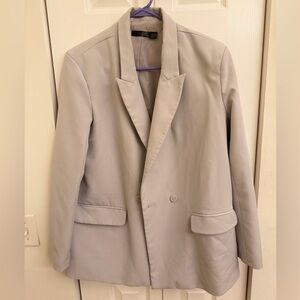 Light Gray Double-Breasted Blazer